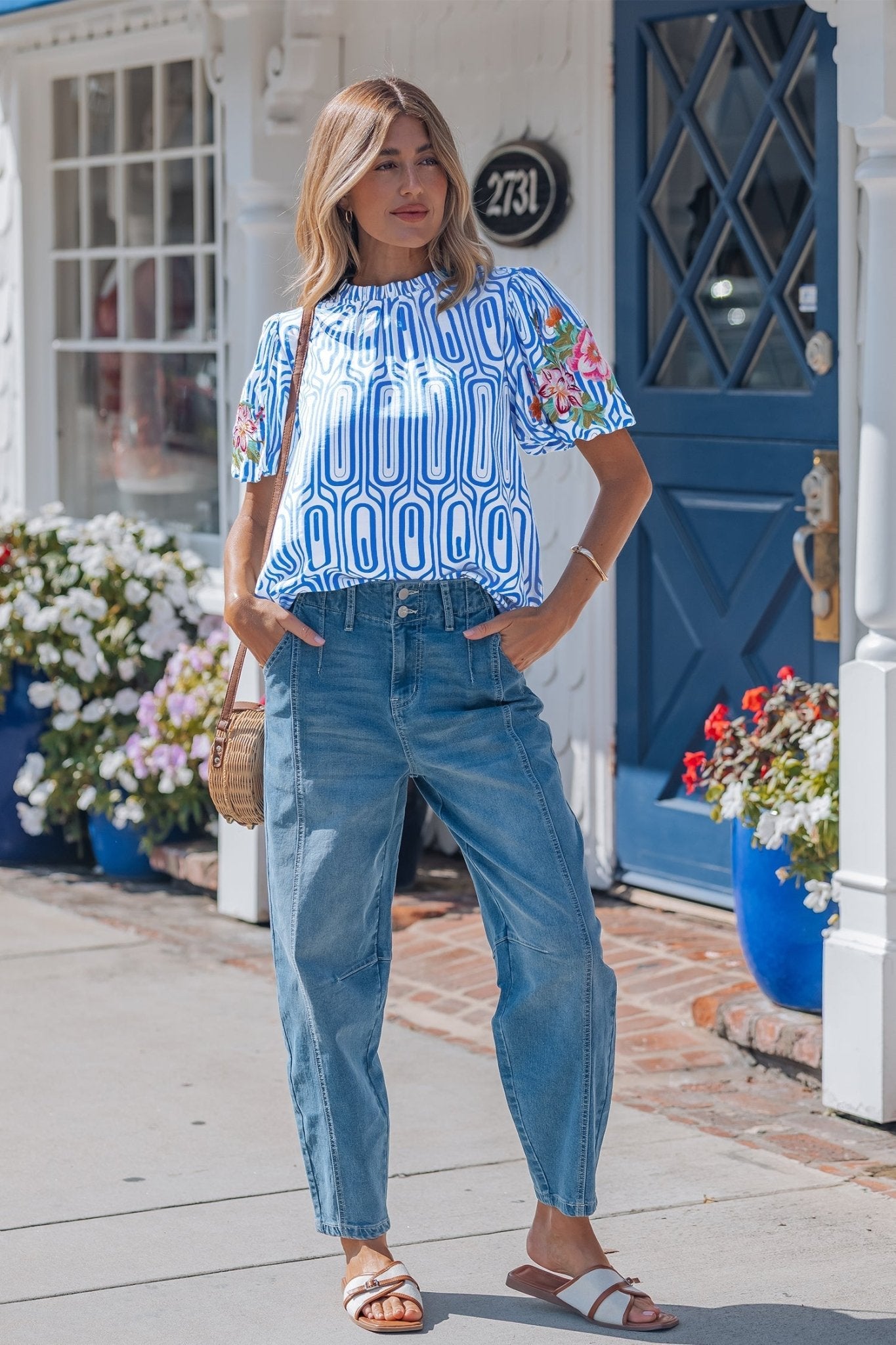 Aadhya Embroidered Puff Sleeve Blouse - Hello Beautiful BoutiqueBlouses & ShirtsThreaded Pear