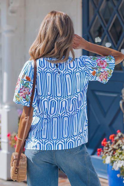 Aadhya Embroidered Puff Sleeve Blouse - Hello Beautiful BoutiqueBlouses & ShirtsThreaded Pear