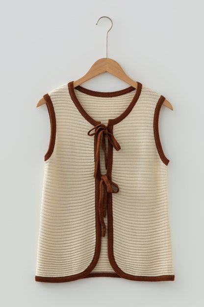 Aaliyah Trim Ties Front Sweater - Hello Beautiful BoutiqueSweater VestsThreaded Pear
