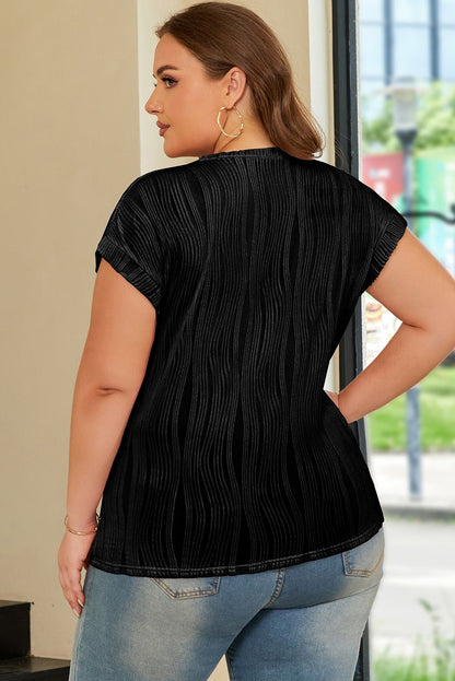 Abby Color Wavy Textured PLUS Tee - Hello Beautiful BoutiquePlus Size Tops & TeesThreaded Pear