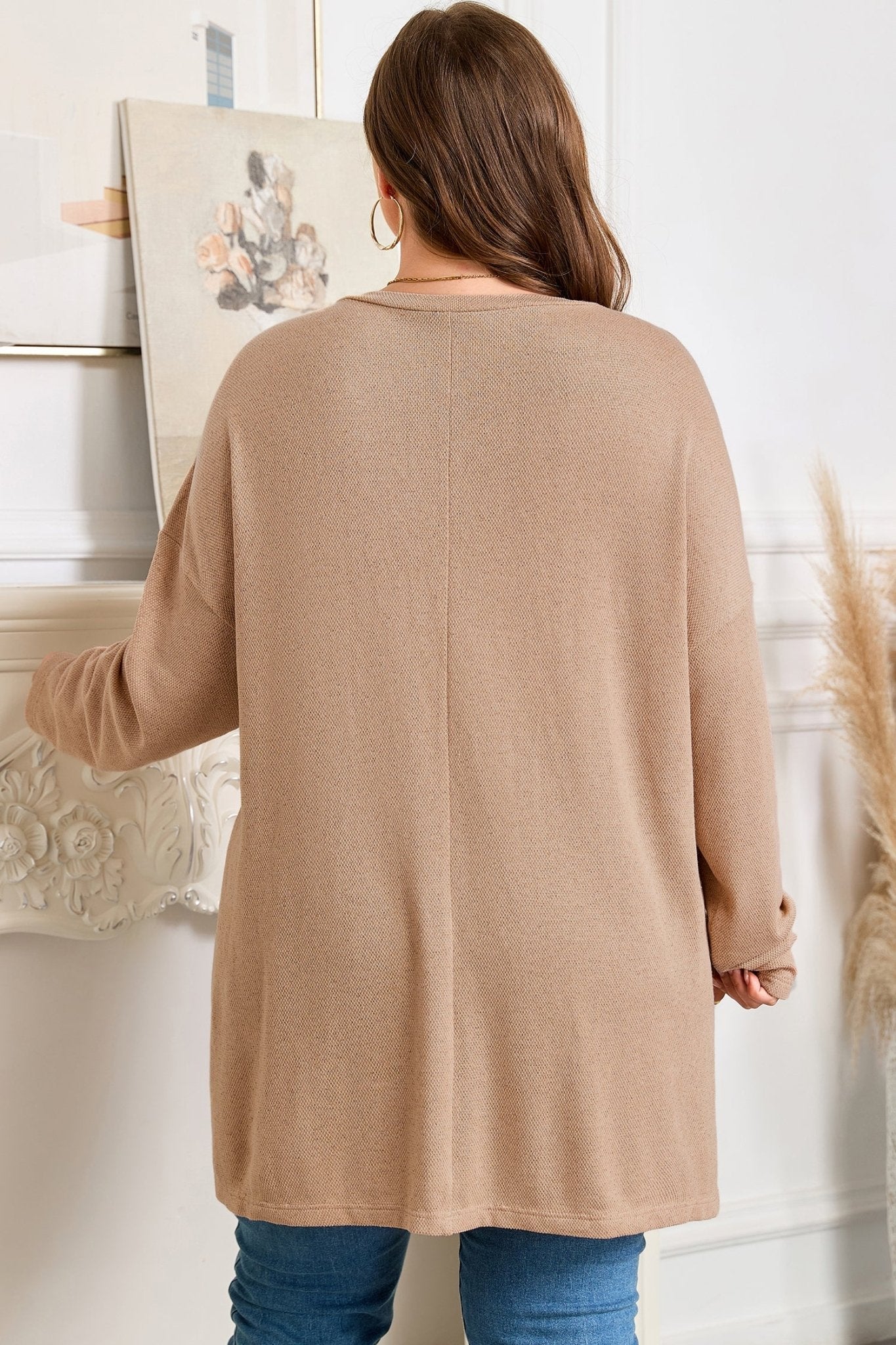 Abby Shoulder Knit Tunic PLUS Top - Hello Beautiful BoutiquePlus Size Long Sleeve TopsThreaded Pear