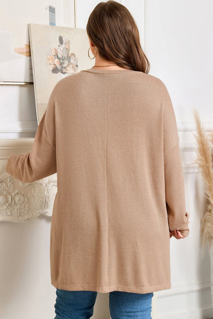 Abby Shoulder Knit Tunic PLUS Top - Hello Beautiful BoutiquePlus Size Long Sleeve TopsThreaded Pear