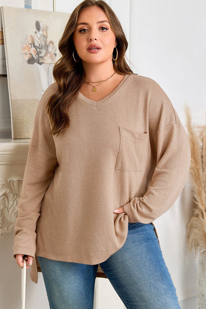 Abby Shoulder Knit Tunic PLUS Top - Hello Beautiful BoutiquePlus Size Long Sleeve TopsThreaded Pear