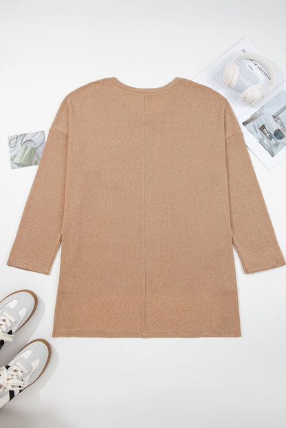 Abby Shoulder Knit Tunic PLUS Top - Hello Beautiful BoutiquePlus Size Long Sleeve TopsThreaded Pear