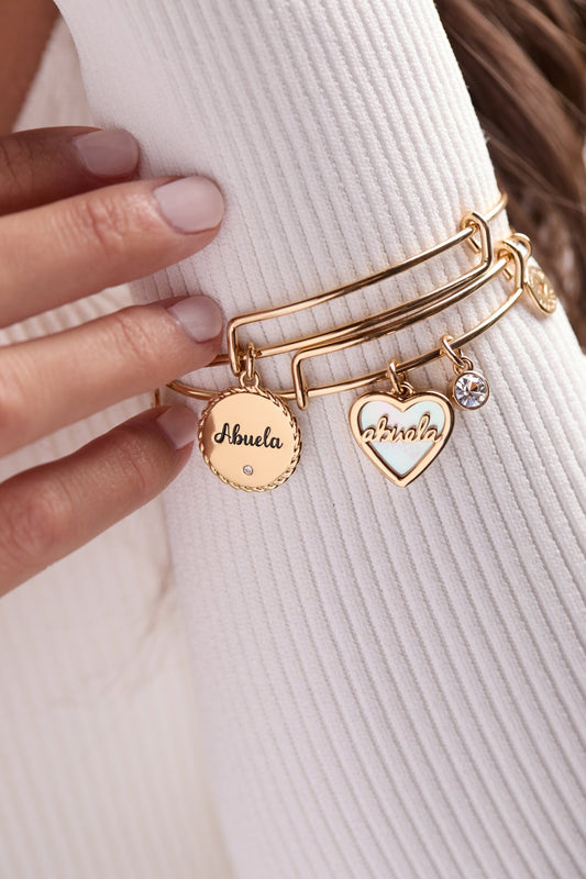Abuela Mother of Pearl Heart Charm Bangle - Hello Beautiful BoutiqueBraceletsALEX AND ANI