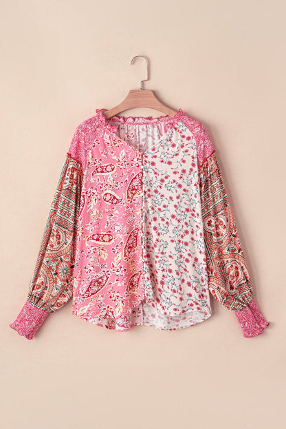 Adalee Printed Puff Sleeve Shirt - Hello Beautiful BoutiqueBlouses & ShirtsThreaded Pear
