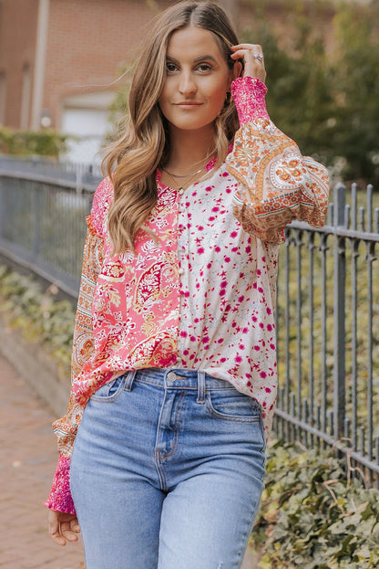 Adalee Printed Puff Sleeve Shirt - Hello Beautiful BoutiqueBlouses & ShirtsThreaded Pear