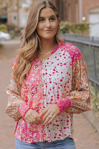Adalee Printed Puff Sleeve Shirt - Hello Beautiful BoutiqueBlouses & ShirtsThreaded Pear
