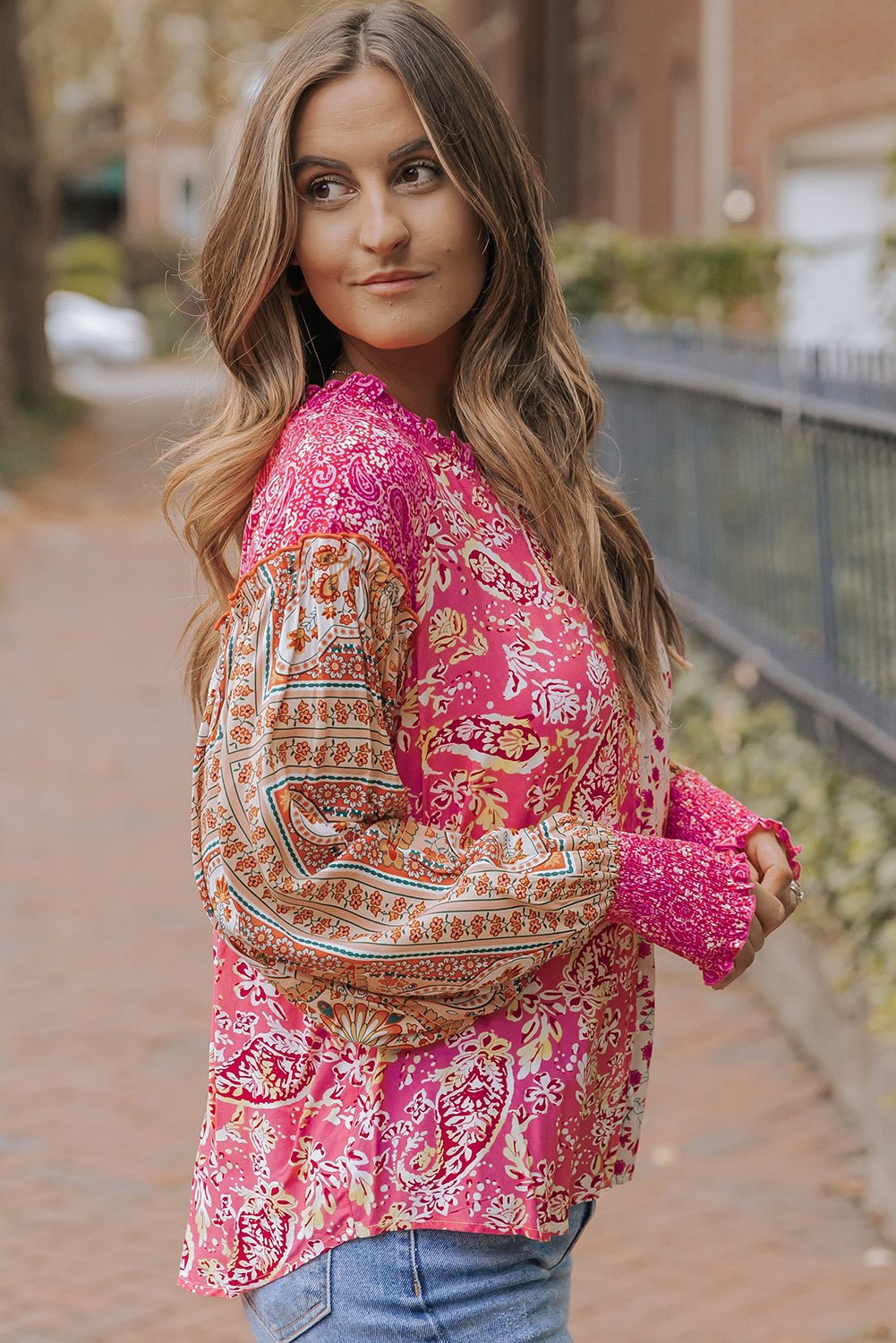 Adalee Printed Puff Sleeve Shirt - Hello Beautiful BoutiqueBlouses & ShirtsThreaded Pear