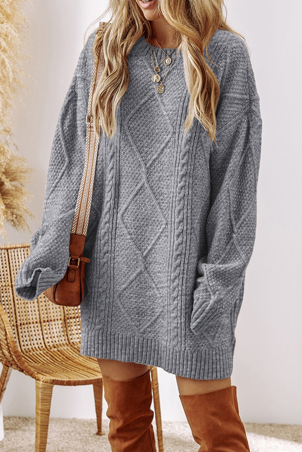 Adalee Shoulder Loose Fit Sweater - Hello Beautiful BoutiqueSweater DressesThreaded Pear