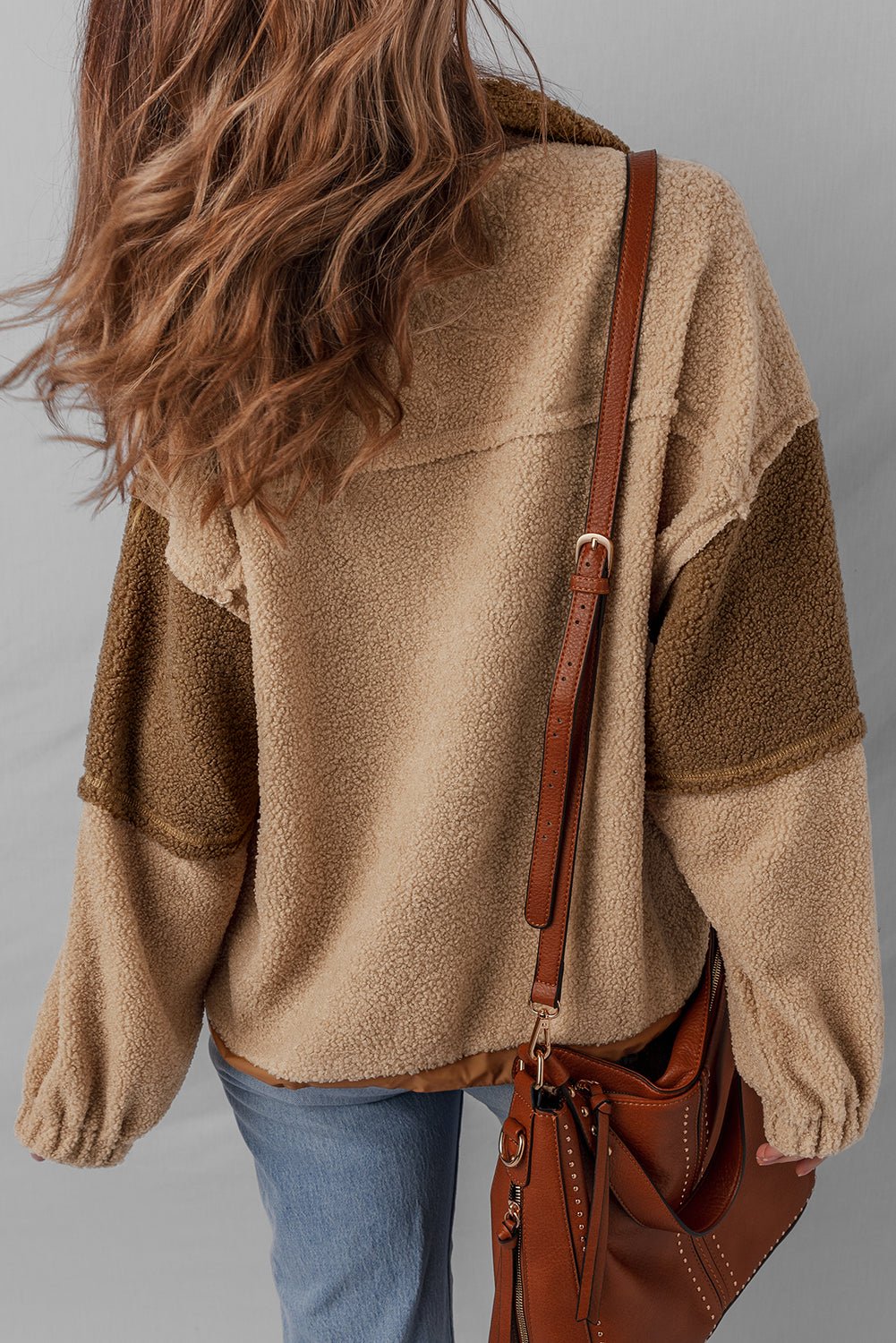 Adaline Patchwork Half Sherpa Sweatshirt - Hello Beautiful BoutiqueSweatshirts & HoodiesThreaded Pear