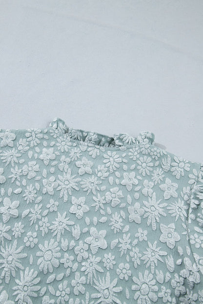 Adalyn Jacquard Puff Sleeve Blouse - Hello Beautiful BoutiqueBlouses & ShirtsThreaded Pear