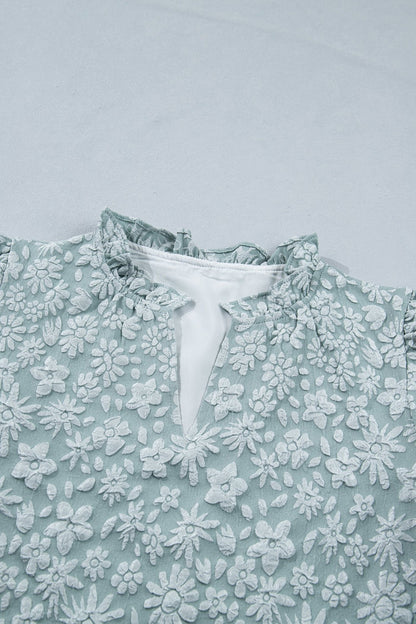 Adalyn Jacquard Puff Sleeve Blouse - Hello Beautiful BoutiqueBlouses & ShirtsThreaded Pear