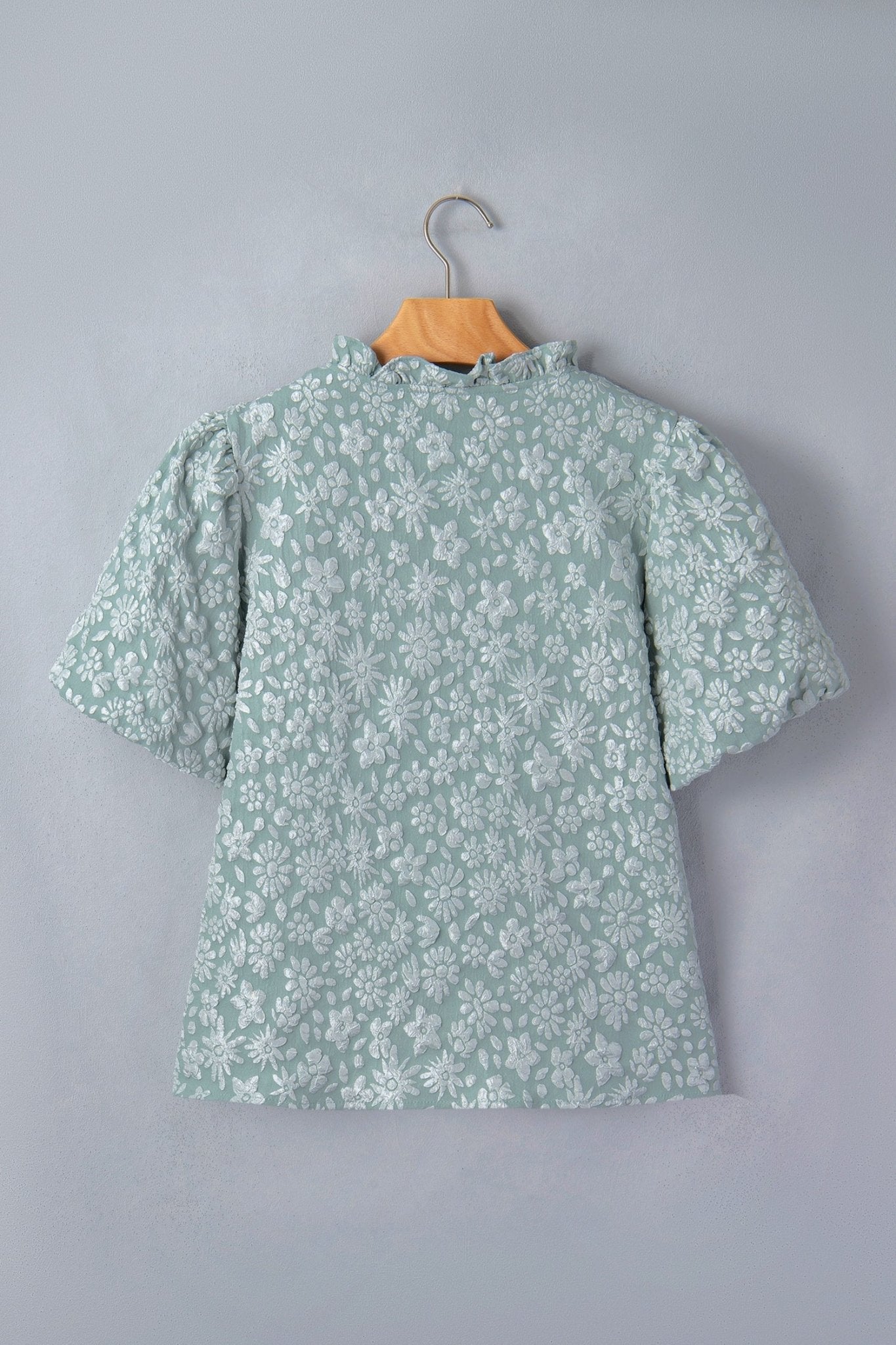 Adalyn Jacquard Puff Sleeve Blouse - Hello Beautiful BoutiqueBlouses & ShirtsThreaded Pear