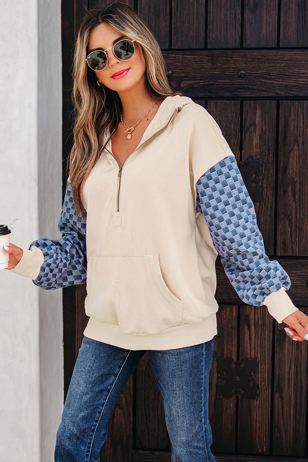 Adalynn Kangaroo Half Zipper Hoodie - Hello Beautiful BoutiqueSweatshirts & HoodiesThreaded Pear