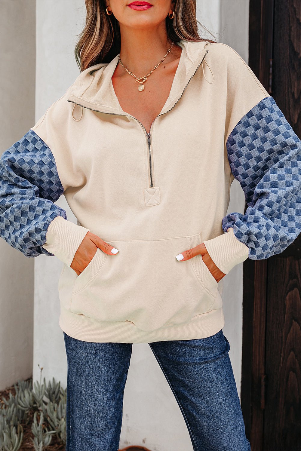Adalynn Kangaroo Half Zipper Hoodie - Hello Beautiful BoutiqueSweatshirts & HoodiesThreaded Pear