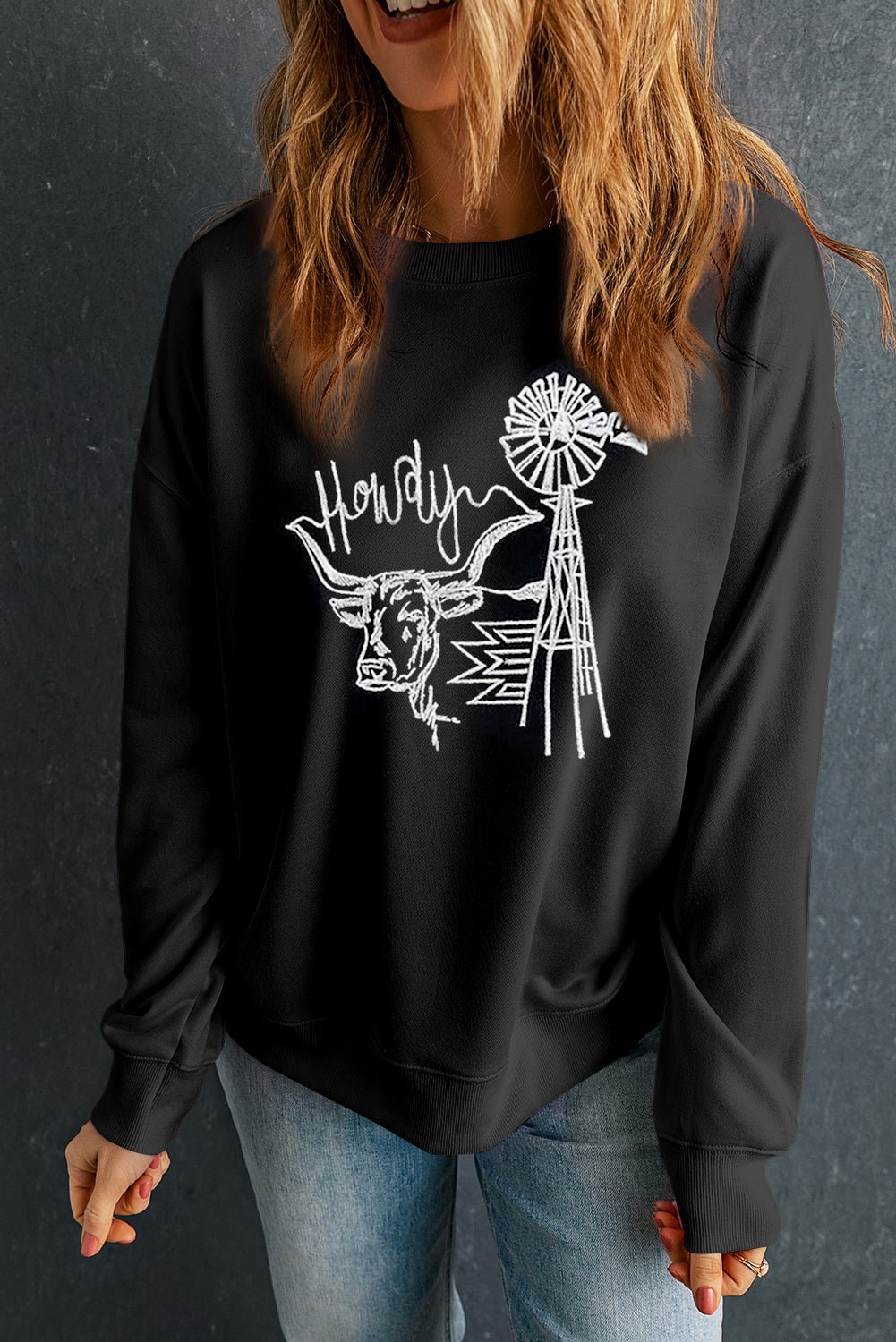 Adanique Cow Western Graphic Sweatshirt - Hello Beautiful BoutiqueGraphic SweatshirtsThreaded Pear