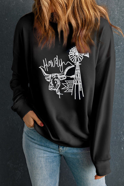 Adanique Cow Western Graphic Sweatshirt - Hello Beautiful BoutiqueGraphic SweatshirtsThreaded Pear