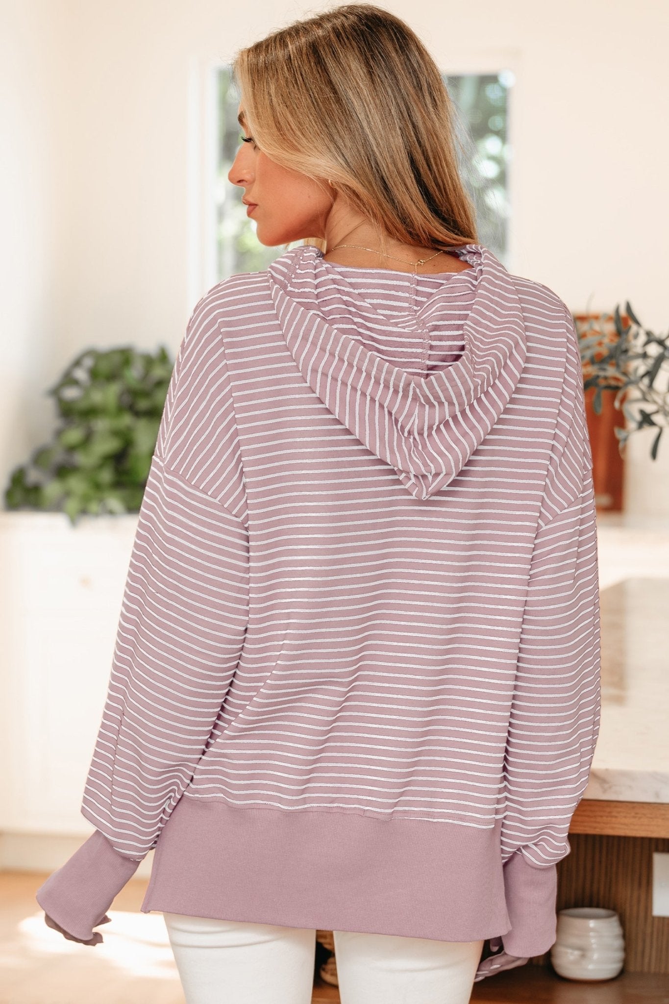 Addilyn Shoulder Loose Fit Hoodie - Hello Beautiful BoutiqueSweatshirts & HoodiesThreaded Pear