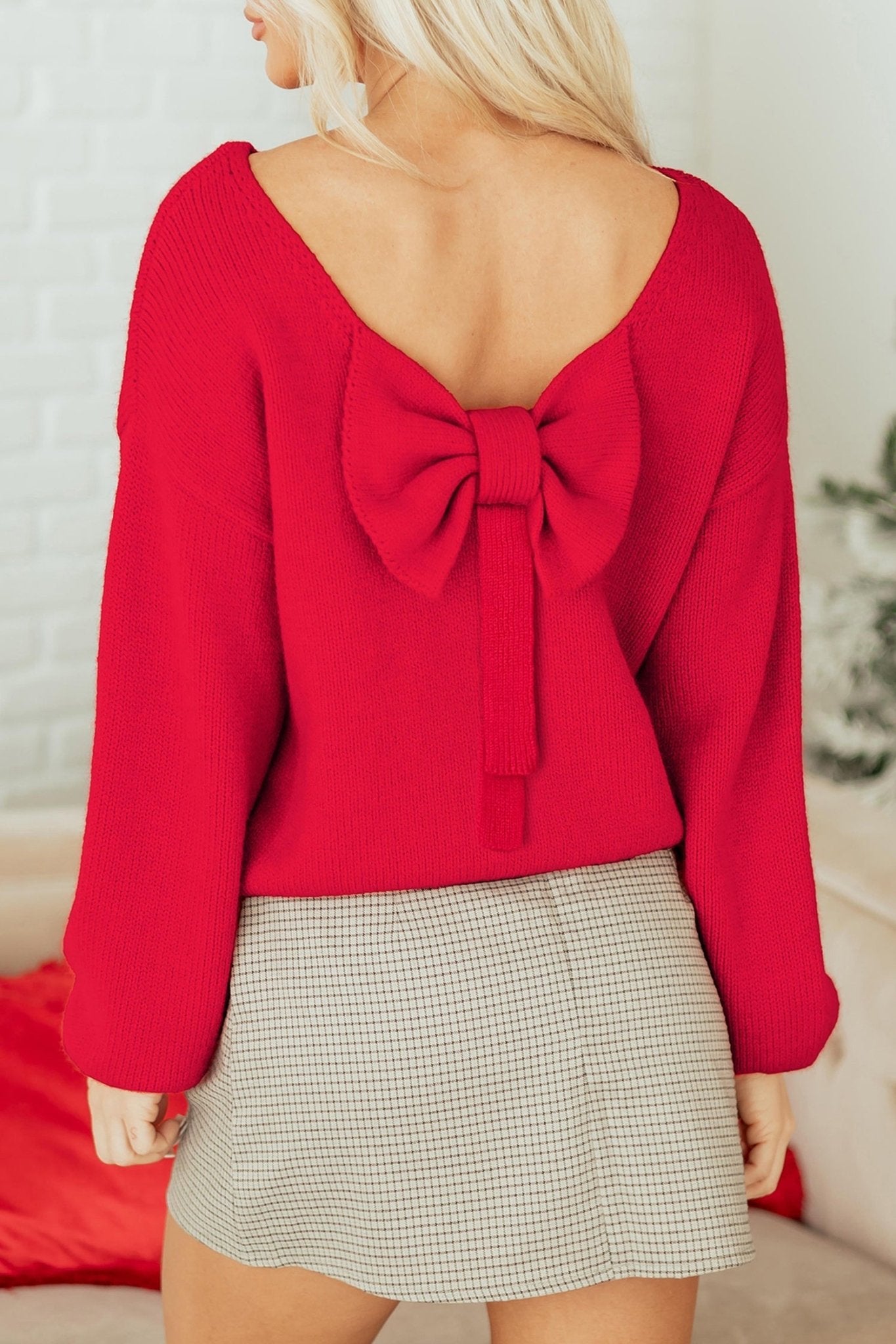 Addison Backless Bubble Sleeve Sweater - Hello Beautiful BoutiqueSweatersThreaded Pear