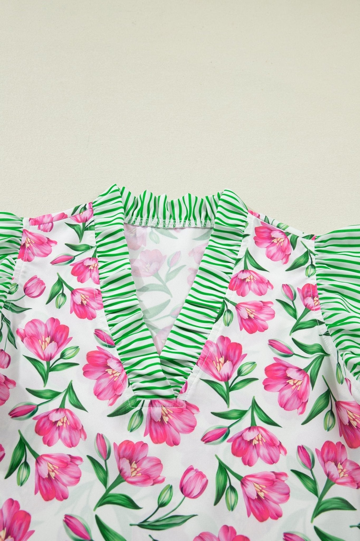 Adelaide Striped Ruffle Trim Blouse - Hello Beautiful BoutiqueBlouses & ShirtsThreaded Pear