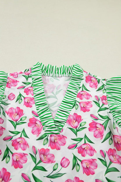 Adelaide Striped Ruffle Trim Blouse - Hello Beautiful BoutiqueBlouses & ShirtsThreaded Pear