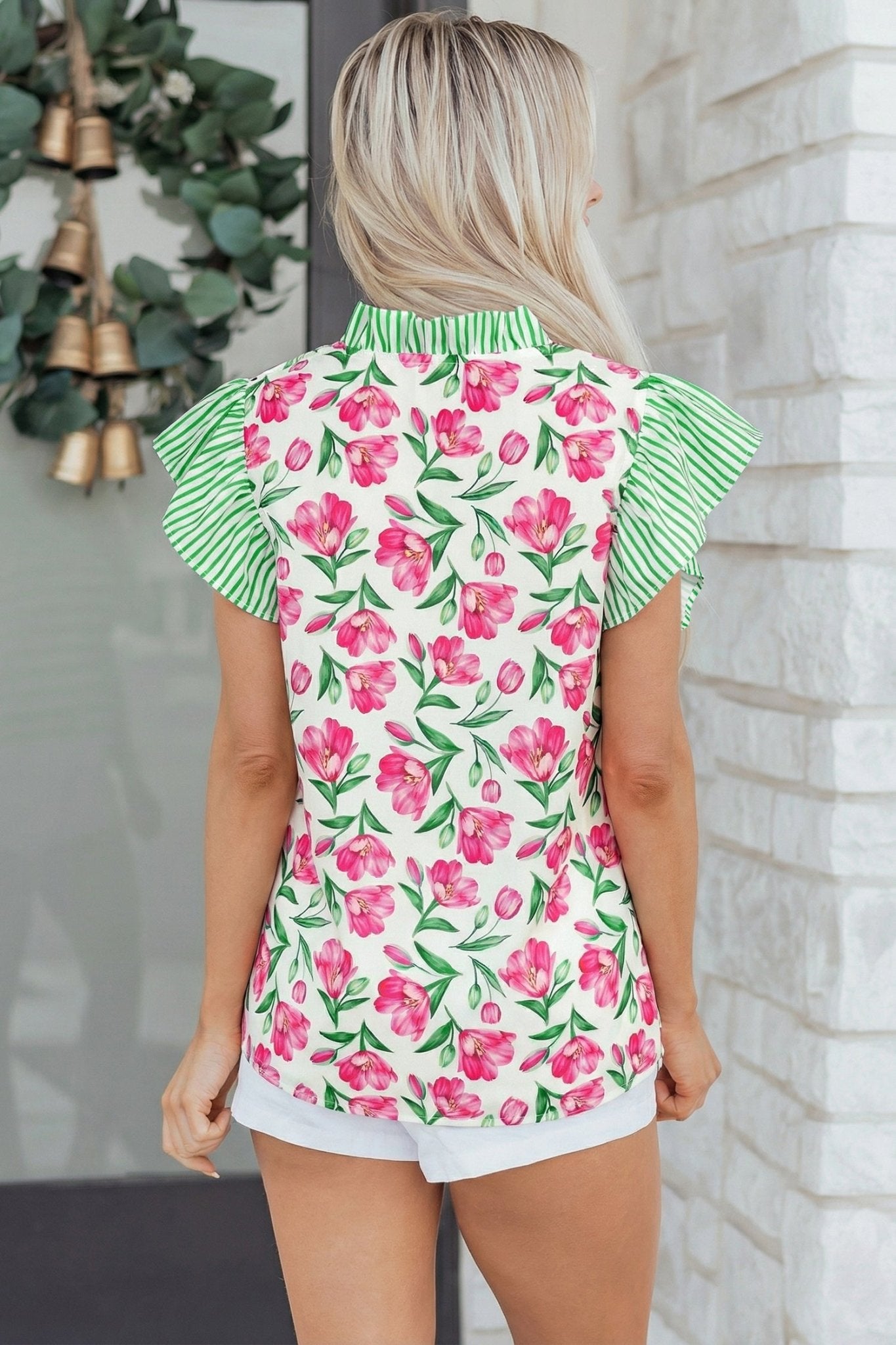 Adelaide Striped Ruffle Trim Blouse - Hello Beautiful BoutiqueBlouses & ShirtsThreaded Pear