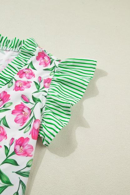 Adelaide Striped Ruffle Trim Blouse - Hello Beautiful BoutiqueBlouses & ShirtsThreaded Pear