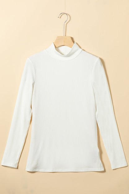 Adelyn Ribbed Knit High Long Sleeve Top - Hello Beautiful BoutiqueLong Sleeve TopsThreaded Pear