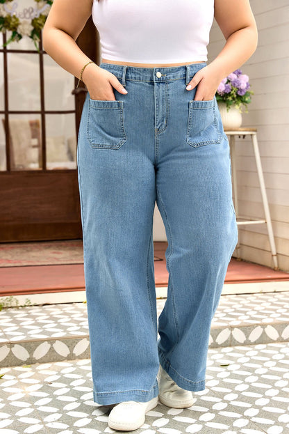 Adelyn Textured Wide Leg PLUS Jeans - Hello Beautiful BoutiquePlus Size BottomsThreaded Pear