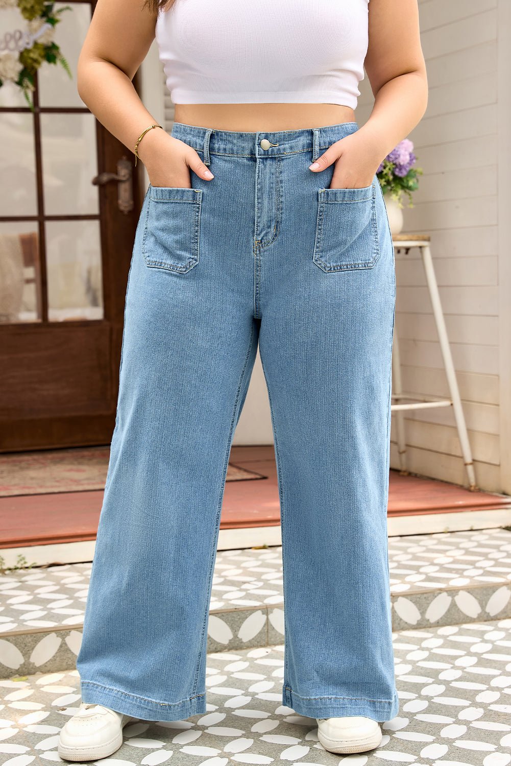 Adelyn Textured Wide Leg PLUS Jeans - Hello Beautiful BoutiquePlus Size BottomsThreaded Pear