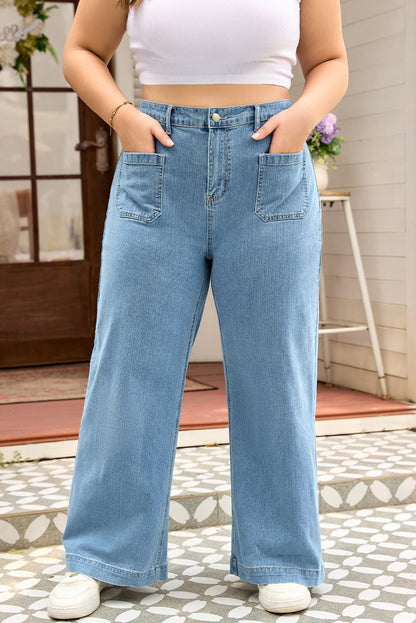 Adelyn Textured Wide Leg PLUS Jeans - Hello Beautiful BoutiquePlus Size BottomsThreaded Pear