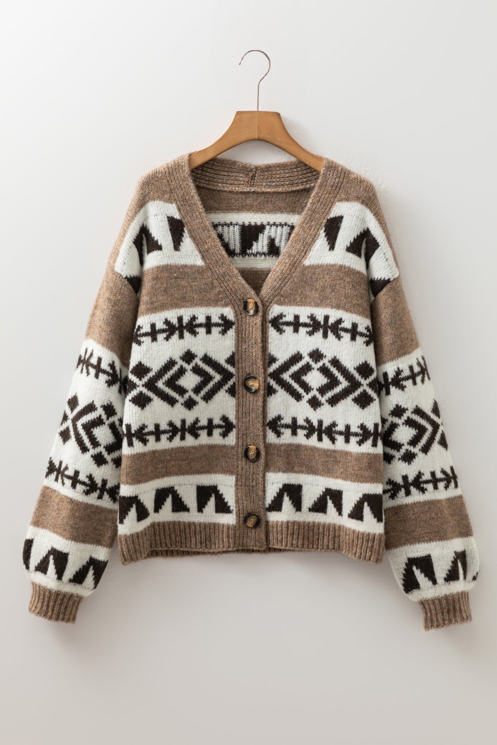 Adelynn Geometric Pattern Front Sweater - Hello Beautiful BoutiqueCardigansThreaded Pear