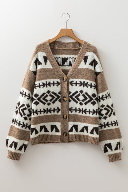 Adelynn Geometric Pattern Front Sweater - Hello Beautiful BoutiqueCardigansThreaded Pear