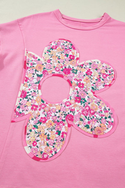 Adriana Big Flower Oversize Tee - Hello Beautiful BoutiqueTops & TeesThreaded Pear
