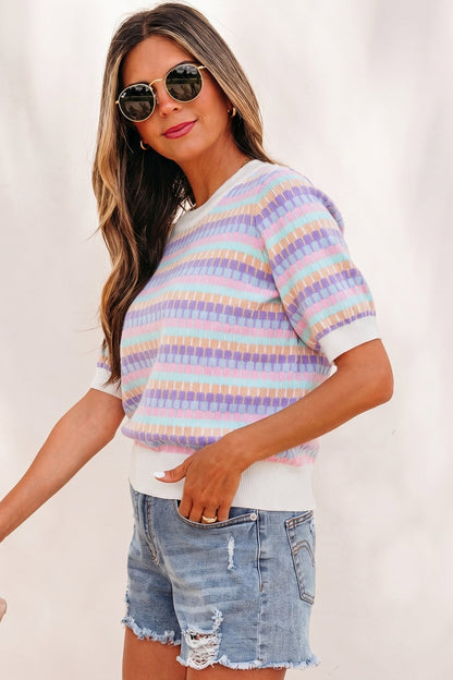 Ailany Knit Short Sleeve Sweater - Hello Beautiful BoutiqueShort Sleeve SweatersThreaded Pear