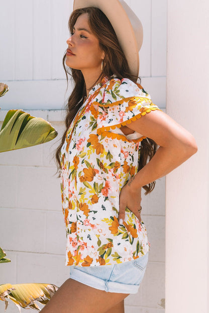 Ailany Short Sleeve Floral Blouse - Hello Beautiful BoutiqueBlouses & ShirtsThreaded Pear