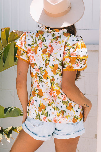 Ailany Short Sleeve Floral Blouse - Hello Beautiful BoutiqueBlouses & ShirtsThreaded Pear