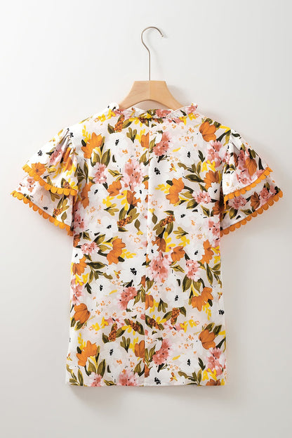 Ailany Short Sleeve Floral Blouse - Hello Beautiful BoutiqueBlouses & ShirtsThreaded Pear