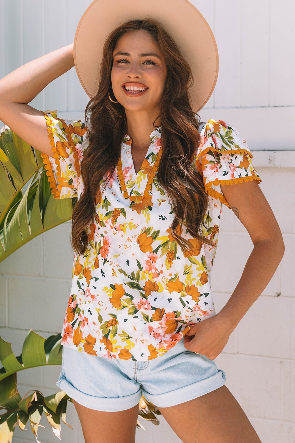 Ailany Short Sleeve Floral Blouse - Hello Beautiful BoutiqueBlouses & ShirtsThreaded Pear
