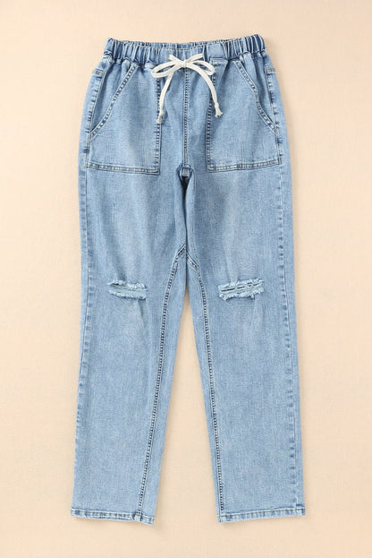 Aileen Gather Distressed Jogger - Hello Beautiful BoutiqueJeansThreaded Pear