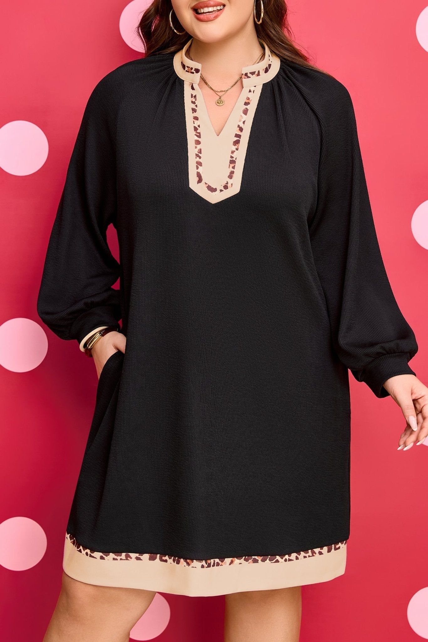 Ainsley Block Trim Ribbed PLUS Dress - Hello Beautiful BoutiquePlus Size Mini DressesThreaded Pear