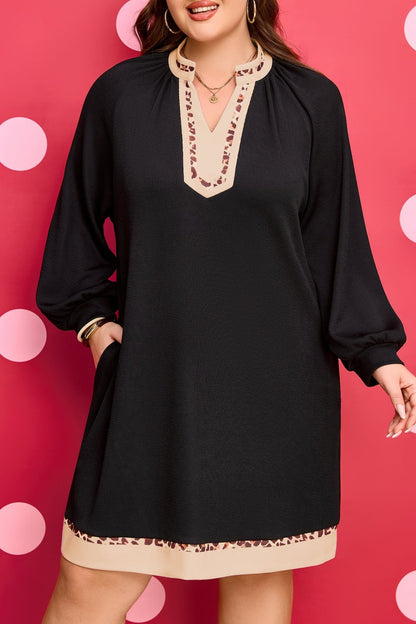 Ainsley Block Trim Ribbed PLUS Dress - Hello Beautiful BoutiquePlus Size Mini DressesThreaded Pear