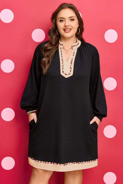 Ainsley Block Trim Ribbed PLUS Dress - Hello Beautiful BoutiquePlus Size Mini DressesThreaded Pear