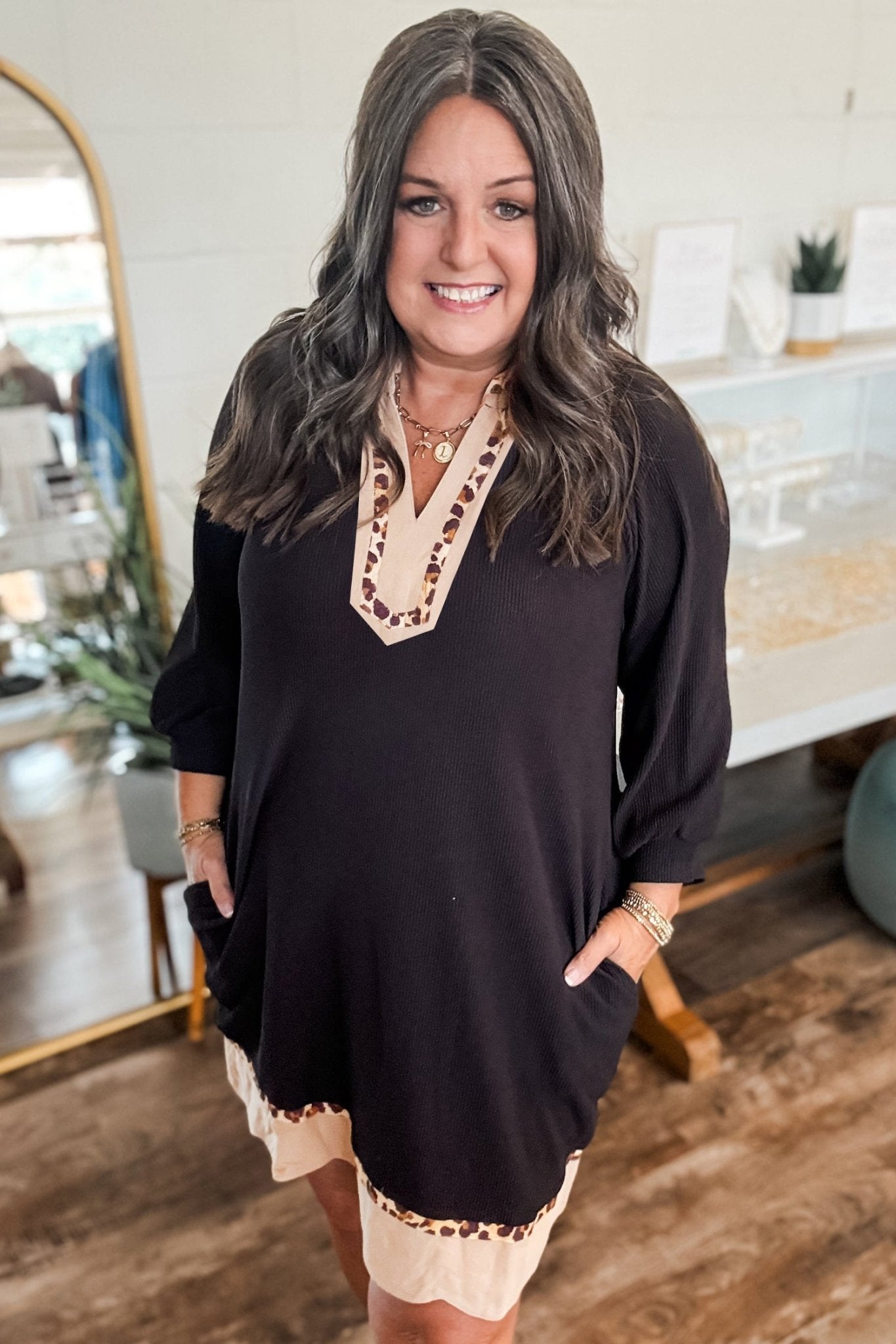 Ainsley Block Trim Ribbed PLUS Dress - Hello Beautiful BoutiquePlus Size Mini DressesThreaded Pear