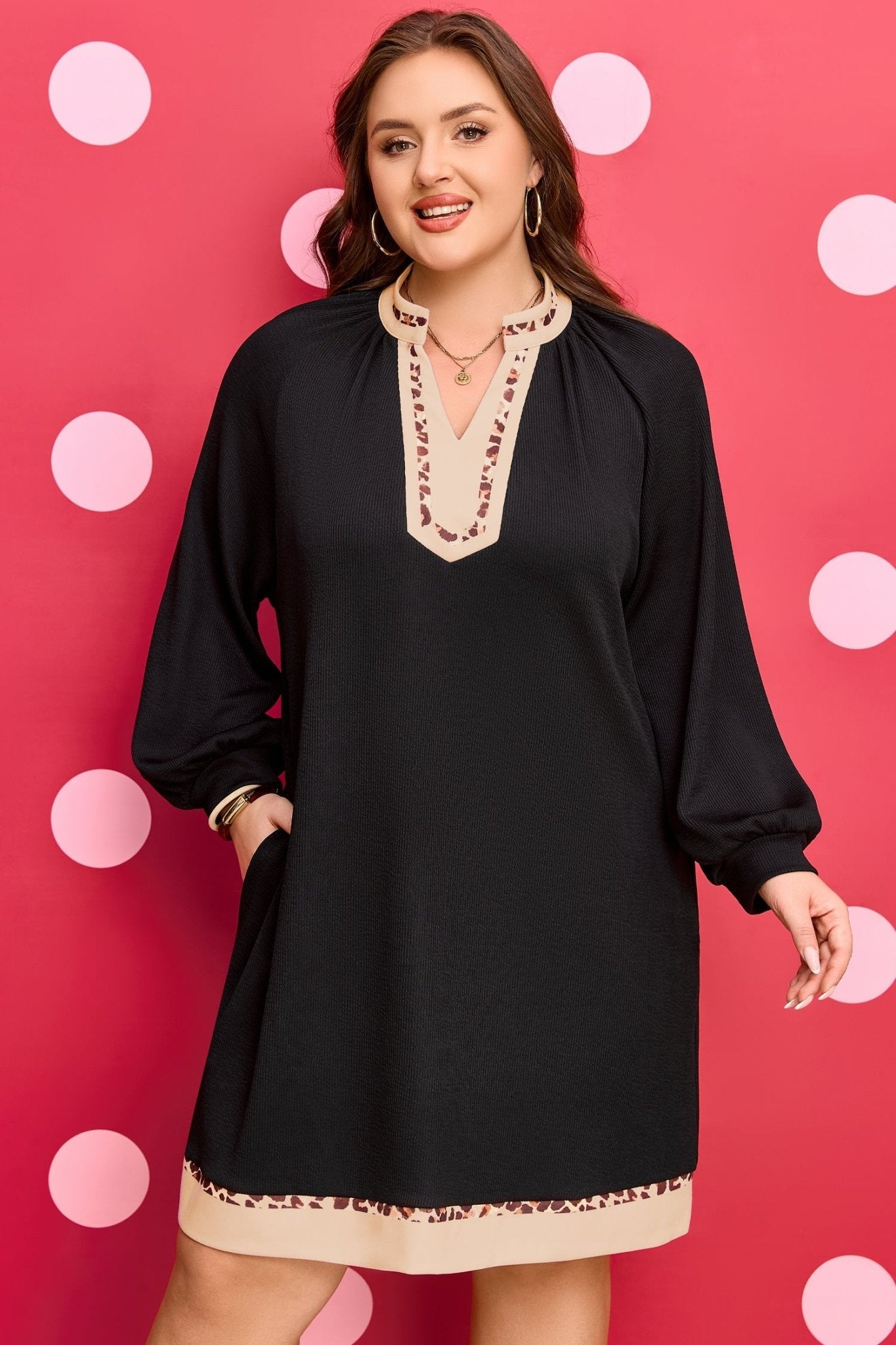 Ainsley Block Trim Ribbed PLUS Dress - Hello Beautiful BoutiquePlus Size Mini DressesThreaded Pear