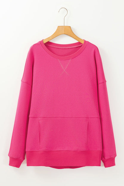 Ainsley Crisscross Stitching Loose Sweatshirt - Hello Beautiful BoutiqueSweatshirts & HoodiesThreaded Pear