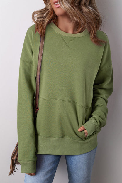 Ainsley Crisscross Stitching Loose Sweatshirt - Hello Beautiful BoutiqueSweatshirts & HoodiesThreaded Pear