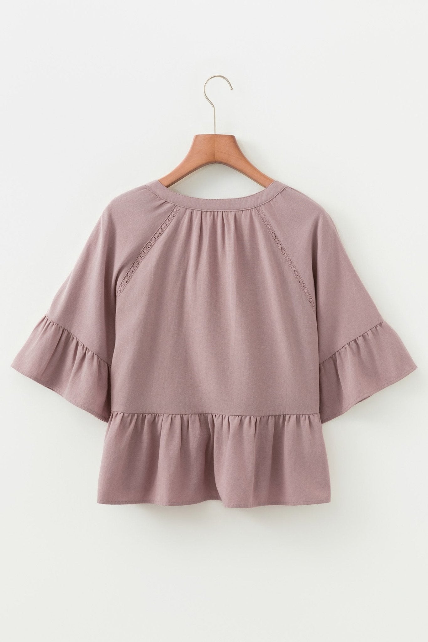 Ainsley Slit Ruffled Loose Blouse - Hello Beautiful BoutiqueBlouses & ShirtsThreaded Pear