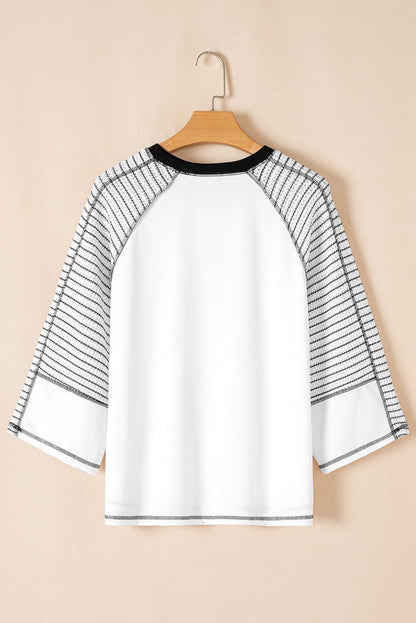 Alaia Sleeve Raglan Patchwork Top - Hello Beautiful BoutiqueLong Sleeve TopsThreaded Pear